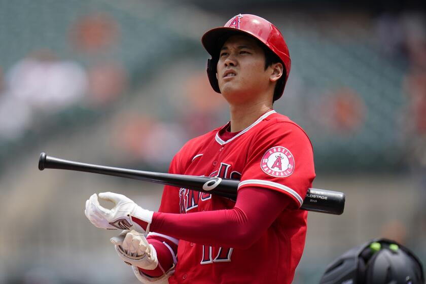 Los Angeles Angels designated hitter Shohei Ohtani during an at bat in the fourth inning.