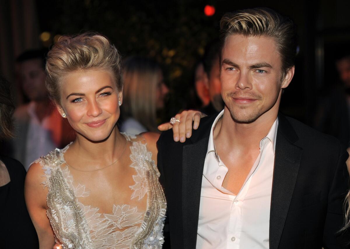 Julianne Hough with her brother, dancer Derek Hough, at the post-premiere party for "Safe Haven."