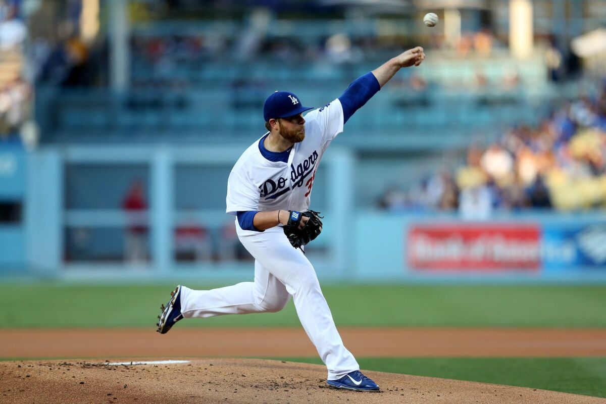 Dodgers left-hander Brett Anderson delivers a pitch against the Diamondbacks on June 10.