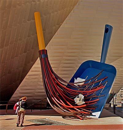 Standing 35 feet, "The Big Sweep" by Coosje van Bruggen and Claes Oldenburg offers a whimsical welcome to visitors to the Denver Art Museum's shiny, $110-million Hamilton building, which opened in 2006.