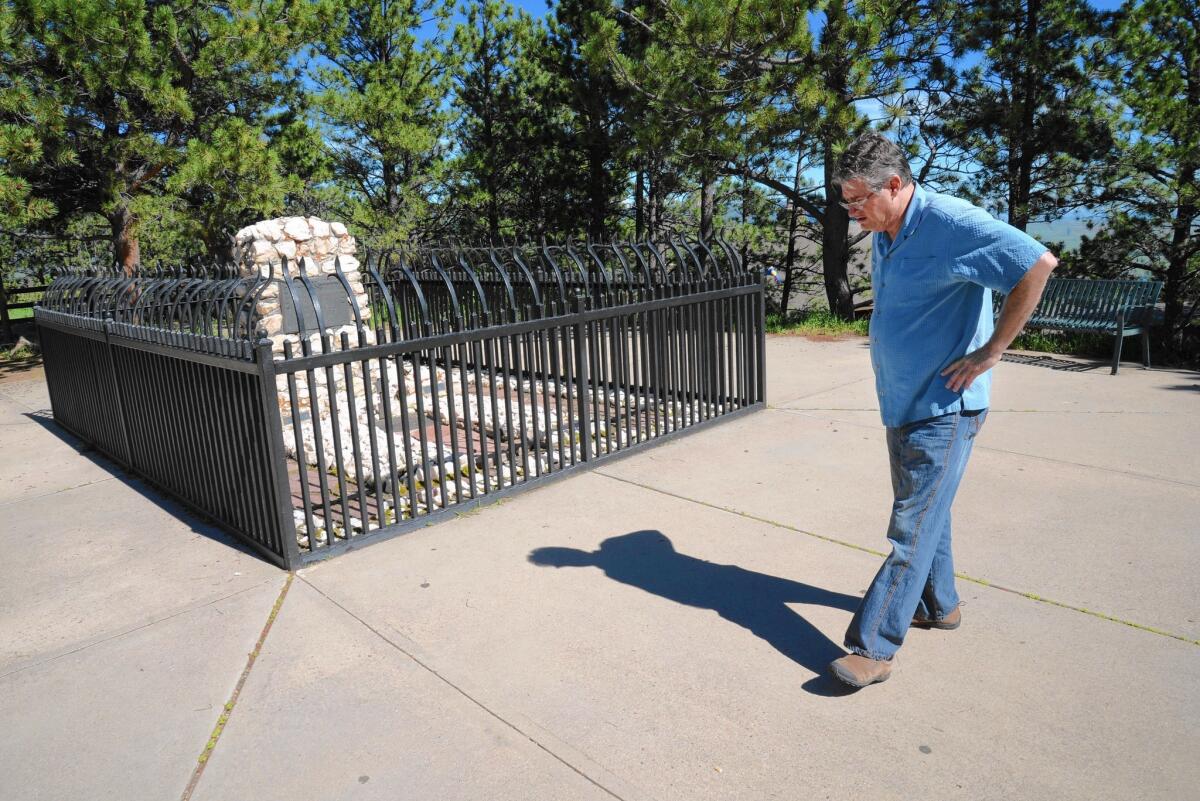 Steve Friesen, director of the Buffalo Bill Museum and Grave, at the gravesite on Lookout Mountain near Golden, Colo.