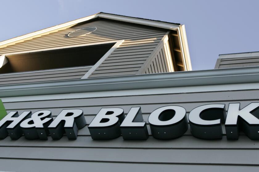 FILE - This file photo taken June 6, 2006, shows the exterior of a H&R Block branch in Sunnyvale, Calif. H&R Block Inc. is expected to release quarterly earnings Thursday, June 24, 2010, after the market close. (AP Photo/Paul Sakuma,file)