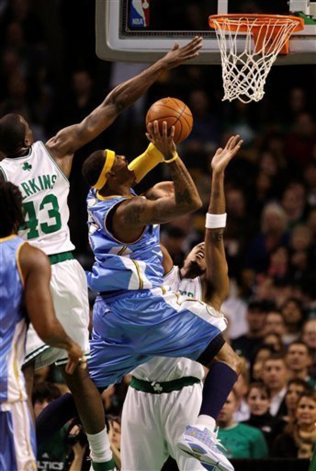 Boston Celtics forward center Kendrick Perkins (43) makes a move