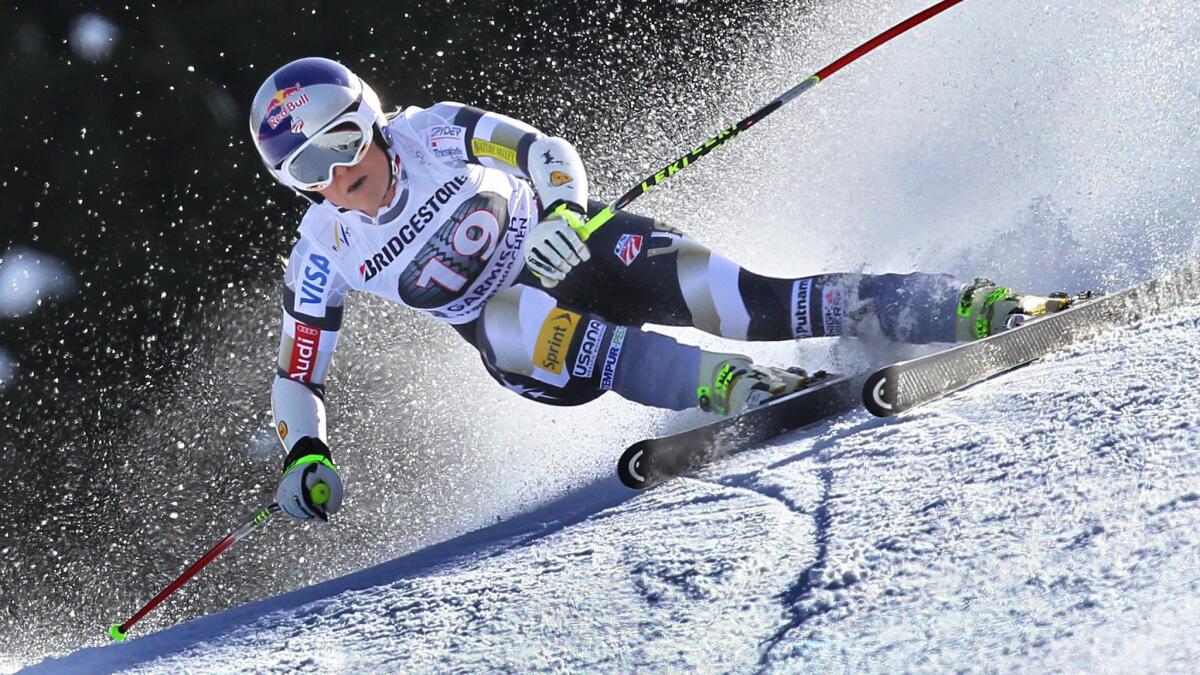 Lindsey Vonn competes during Sunday's World Cup super-G race in Germany.