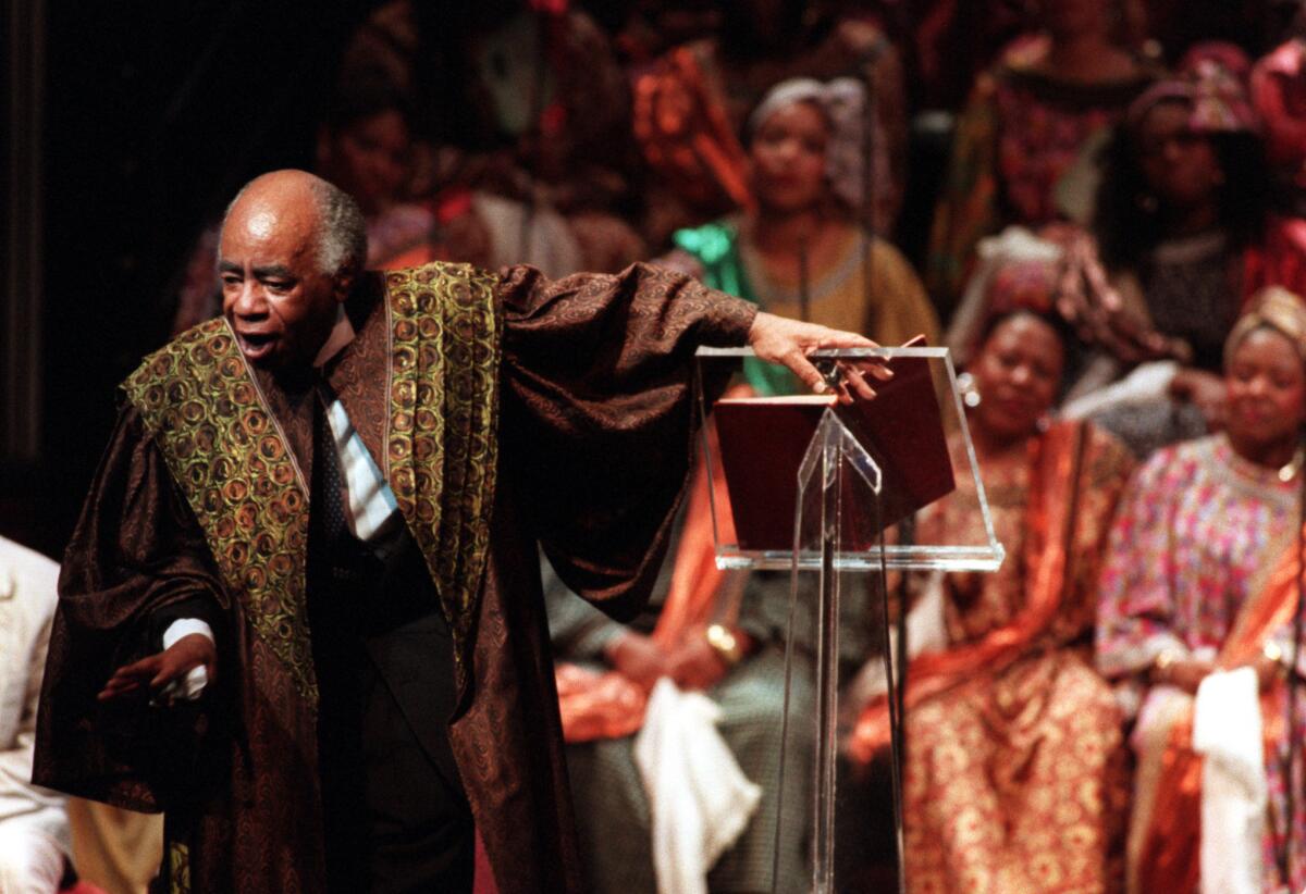 Roscoe Lee Browne as The Messenger in the "Gospel at Colonus" at Cerritos Center for Performing Arts.