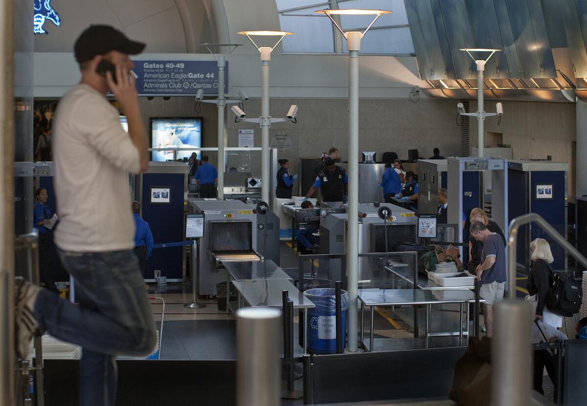 The U.S. is asking several Middle Eastern and African airlines to temporarily ban certain electronic devices. Above, a screening area at Los Angeles International Airport.