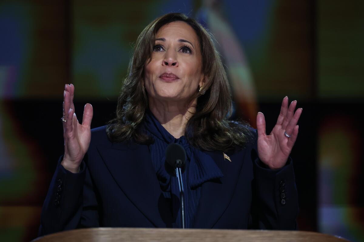 Kamala Harris delivers her acceptance speech at the Democratic National Convention last week