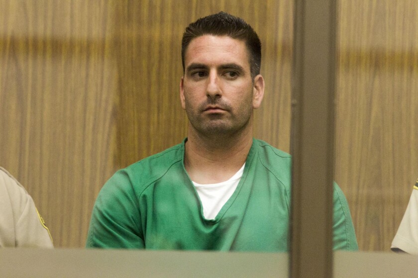 This August 2018 file photo shows then-San Diego County sheriff's Deputy Richard Fischer in a Vista courtroom.