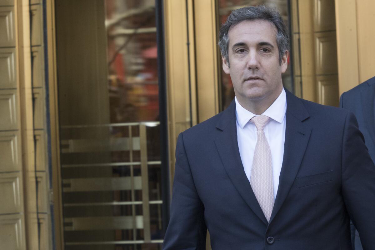 Michael Cohen, President Trump's personal attorney, leaves federal court in New York on April 26.