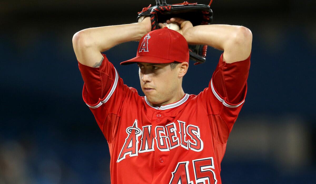 Angels starting pitcher Tyler Skaggs went eight-plus innings against the Blue Jays in picking up his third win of the season Saturday.