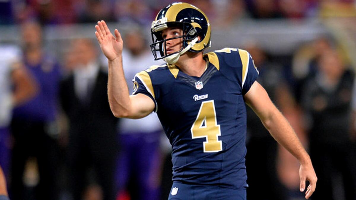 Rams kicker Greg Zuerlein made 20 of 30 field-goal attempts last season, although nine of those came from 50 yards or more.