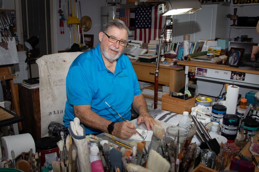 These days, former San Diego Charger Ed White spends time creating art in his studio in Valley Center.