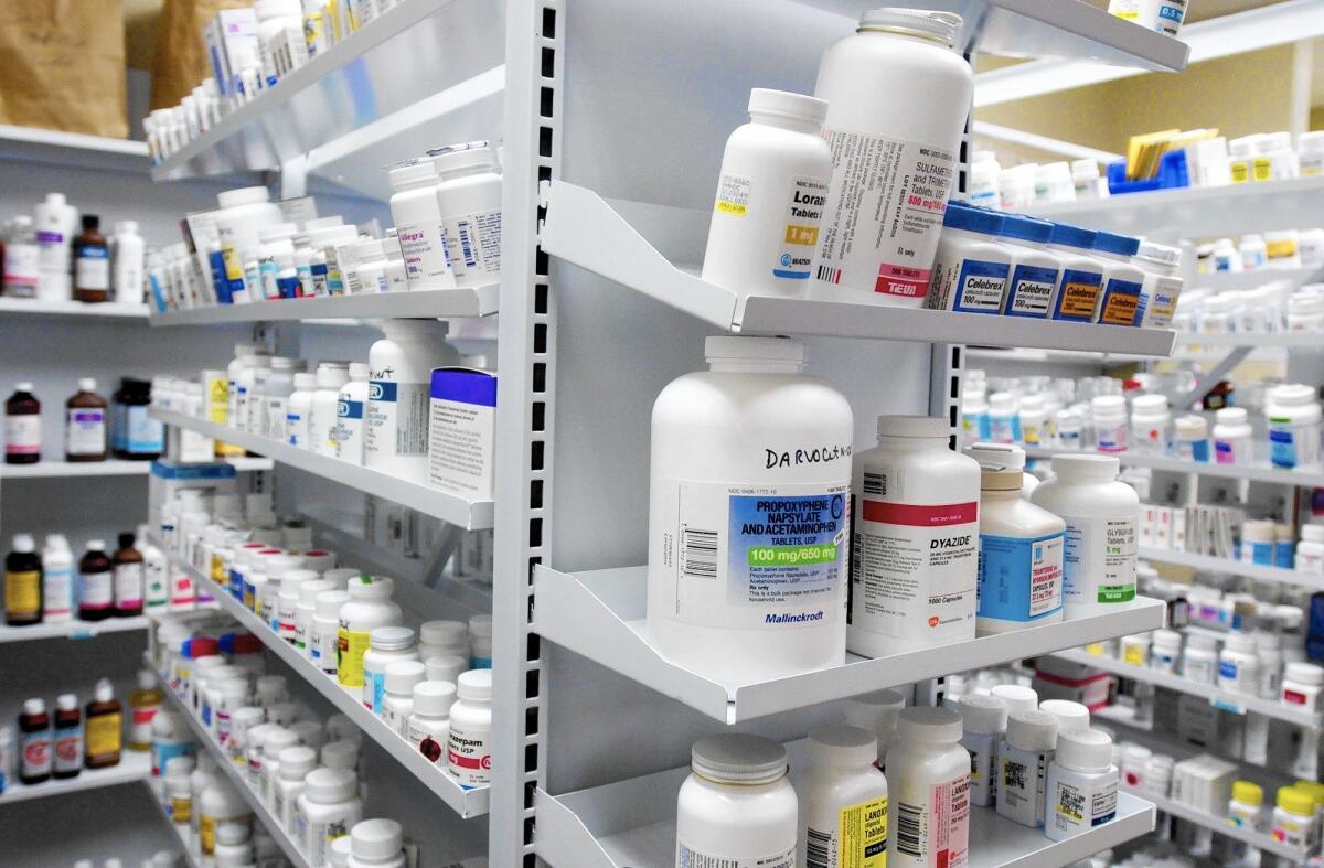The U.S. spends almost $1,000 a person annually on prescription medications, according to the Organization for Economic Cooperation and Development. That’s about twice as much as the likes of Canada, Japan, Germany and France. Above, a pharmacy in Nebraska in 2004.