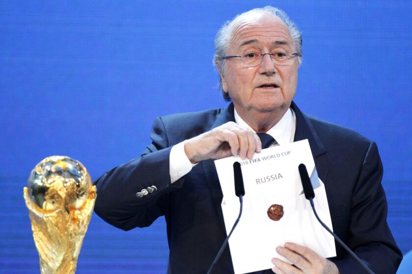 Back in 2010, then-FIFA President Sepp Blatter announces Russia will be the host of the 2018 World Cup.