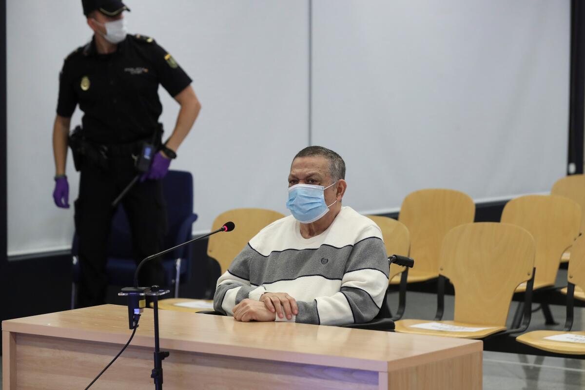 Inocente Orlando Montano en un juicio en Madrid, España, el lunes 8 de junio de 2020. 