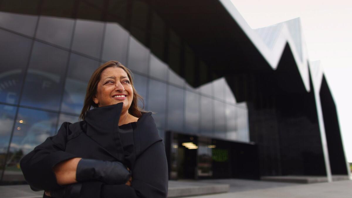 Groundbreaking architect Zaha Hadid visits the Riverside Museum, her first major public commission in Britain on June 9, 2011, in Glasgow, Scotland.