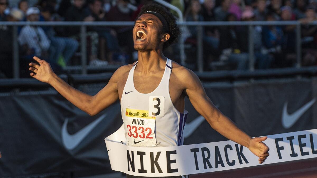 Kai Wingo of Valencia wins the 800 meters.