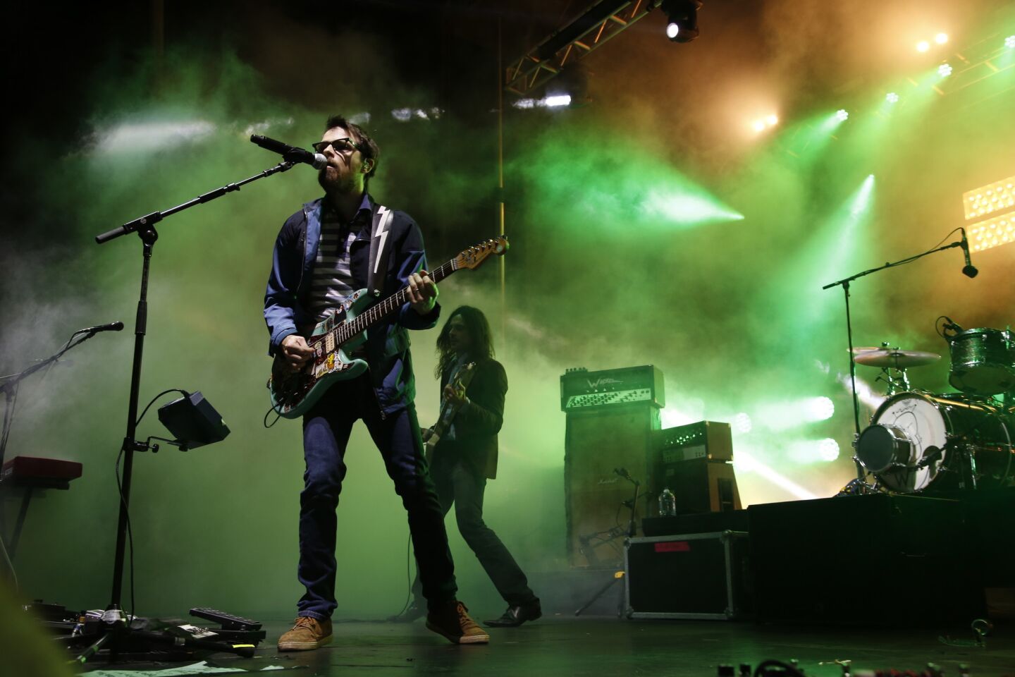 Rivers Cuomo of Weezer performs with his band at Burgerama on March 28. Weezer was one of the headliners for the two-day festival at Santa Ana's Observatory.