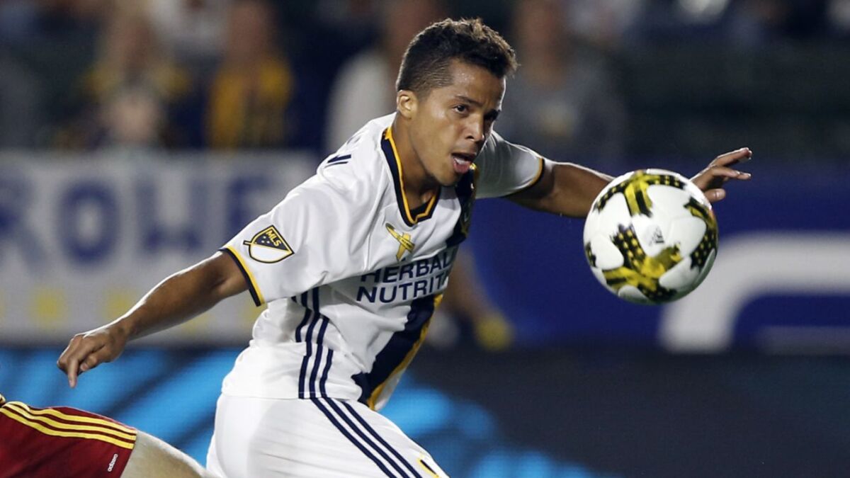 Galaxy forward Giovani dos Santos, in a match against Real Salt Lake in September 2017, will not be back with the L.A. team.