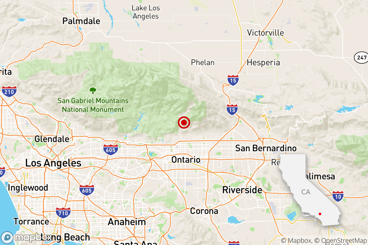 Map showing location of earthquake near Rancho Cucamonga