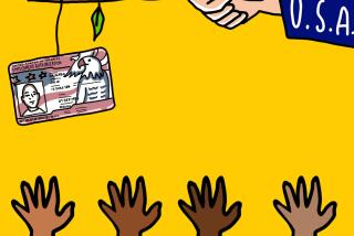 Illustration of hands reaching up to a ID card 