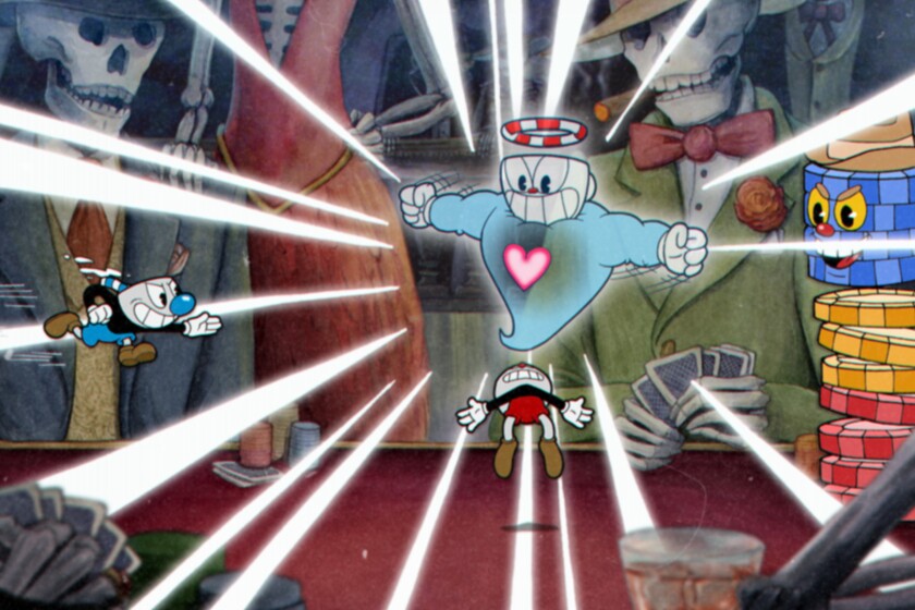 A frame grab from Cuphead, the classic animation-inspired platformer / shooter from developer Studio MDHR.
