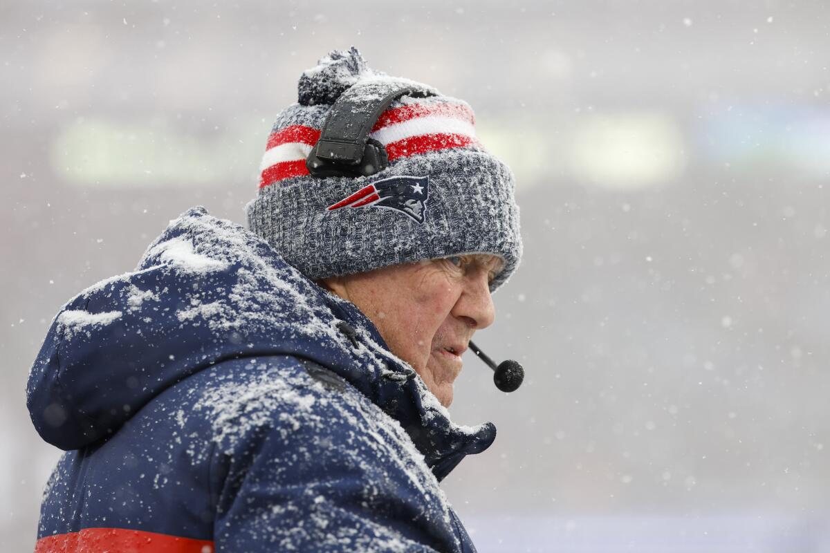 New England Patriots head coach Bill Belichick on the sideline 