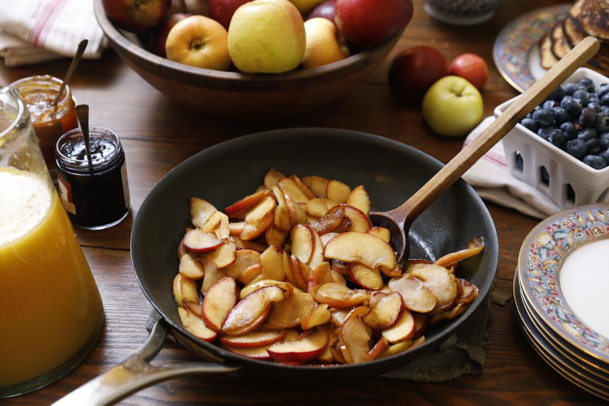 Heirloom apples ready to mix with pancakes.