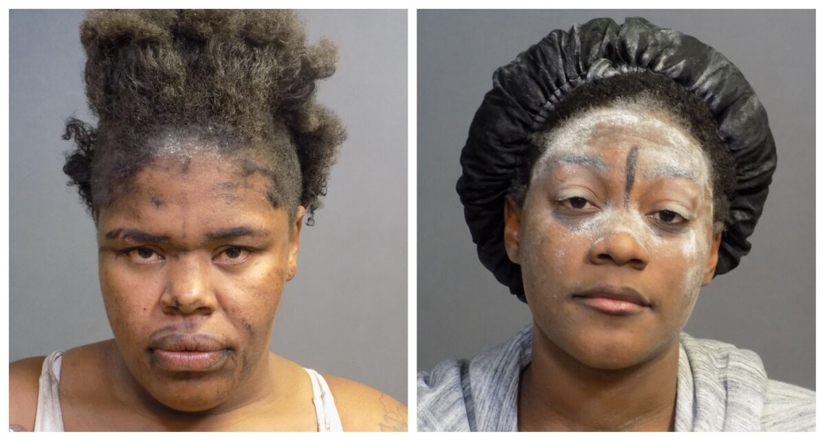 Two Fullerton women — Passion Shenay Coleman, 27, left, and Laglennda Damona Carr, 24 — were charged Tuesday in connection with vandalism at Maggiano’s Little Italy at South Coast Plaza.