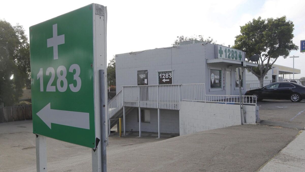 This 2018 file photo shows an illegal cannabis dispensary in Chula Vista.