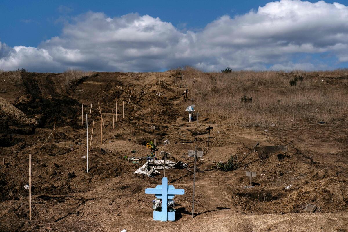 Common graves are used to bury some of the dead on Nov. 22, 2019, at a cemetery in Tijuana, 