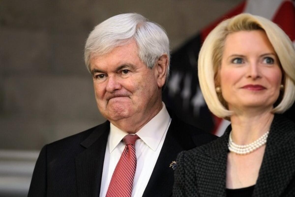 Newt Gingrich and his wife, Callista, during a campaign stop in Walterboro, S.C.