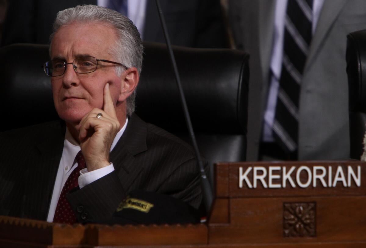 Los Angeles City Councilman Paul Krekorian, shown at a 2012 council meeting, wants to allow digital billboards on "selected" city-owned property.