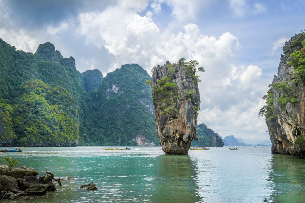 The islet popularly known as James Bond Island in Phang Nga Bay, Thailand.