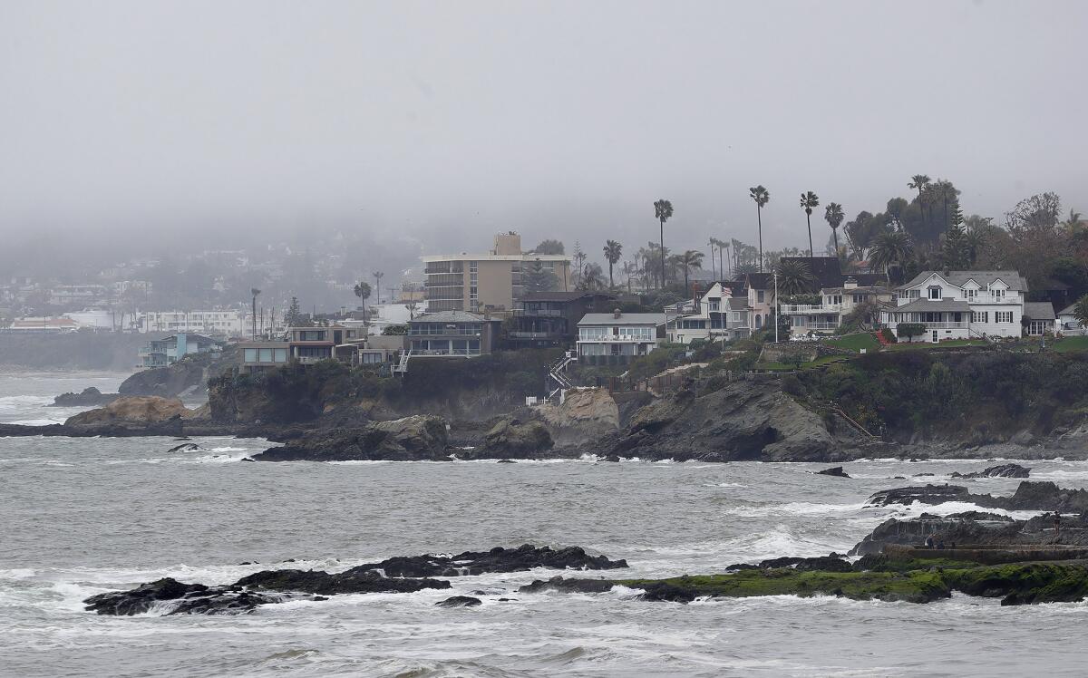 Homes along the oceanfront blufftops at Rock Ledge in South Laguna on Wednesday.