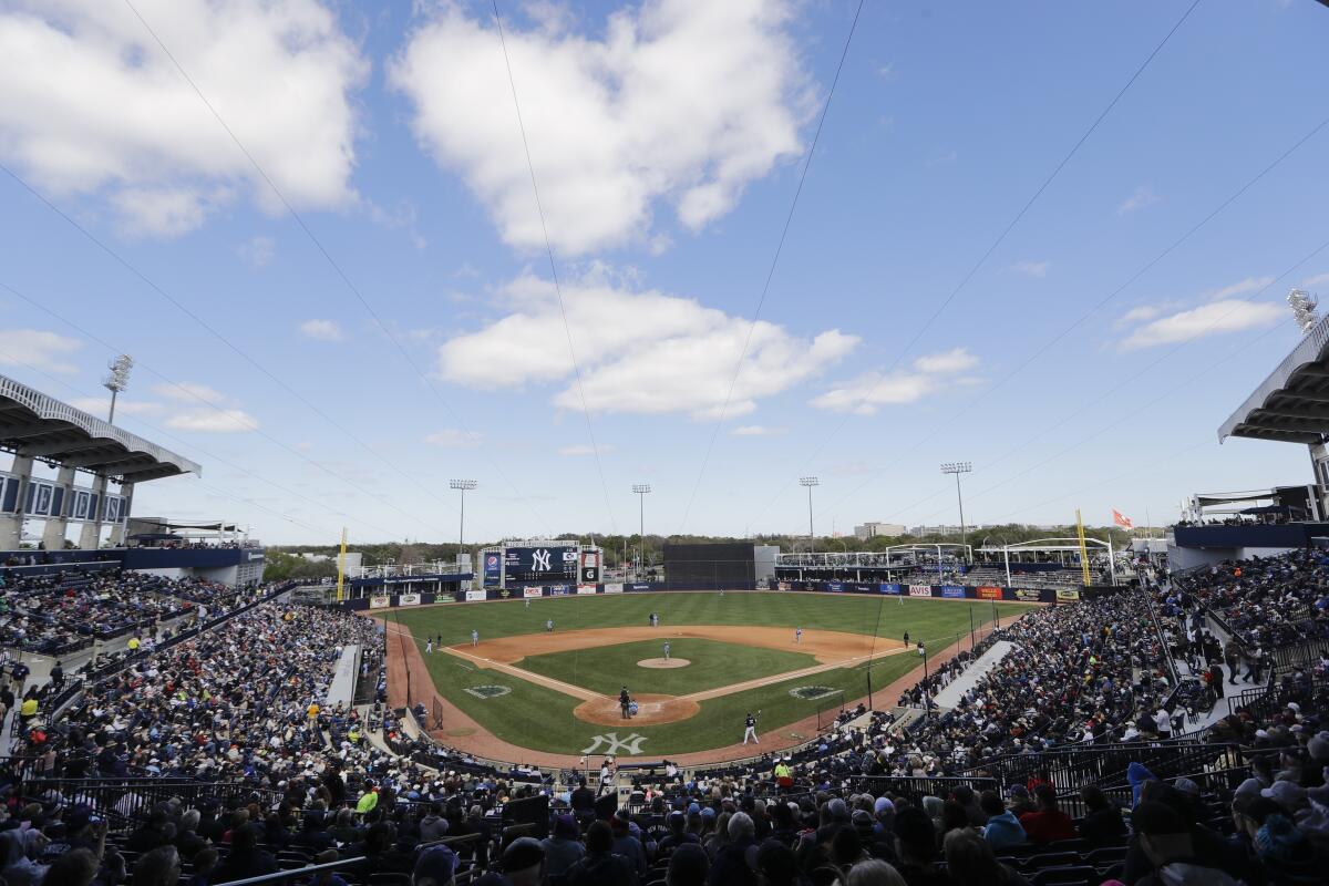 La foto del jueves 27 de enero de 2020 muestra a los fanáticos durante el juego de pretemporada entre los Rays de Tampa Bay y los Yanquis de Nueva York (AP Foto/Frank Franklin II)