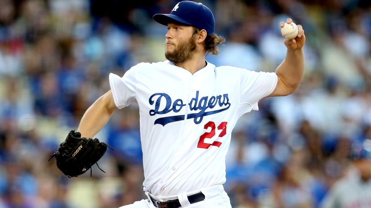 Dodgers starter Clayton Kershaw pitched seven innings against the Mets on Friday night, giving up five hits and one run while striking out seven and walking two.