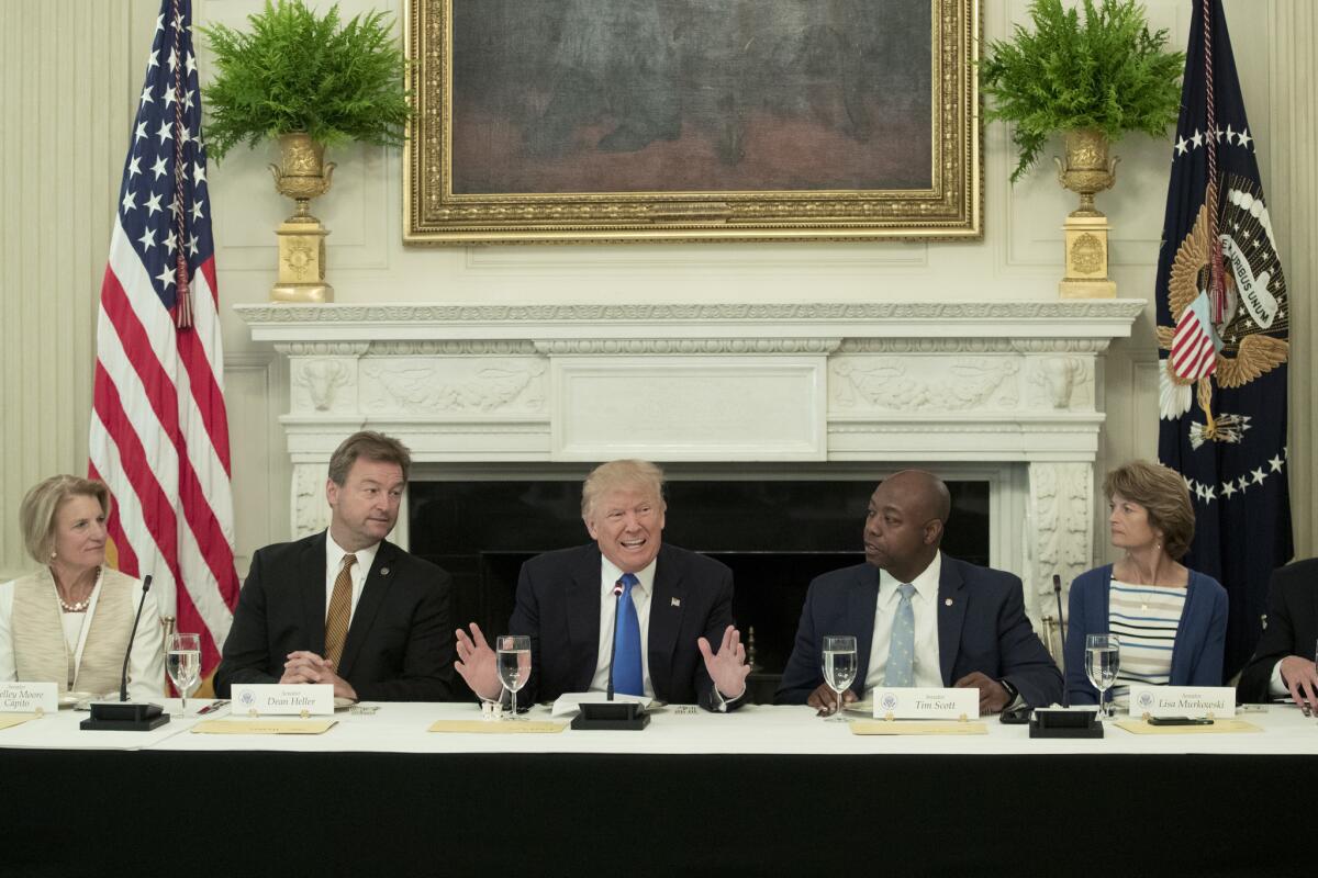 President Trump with Senate Republicans at the White House.
