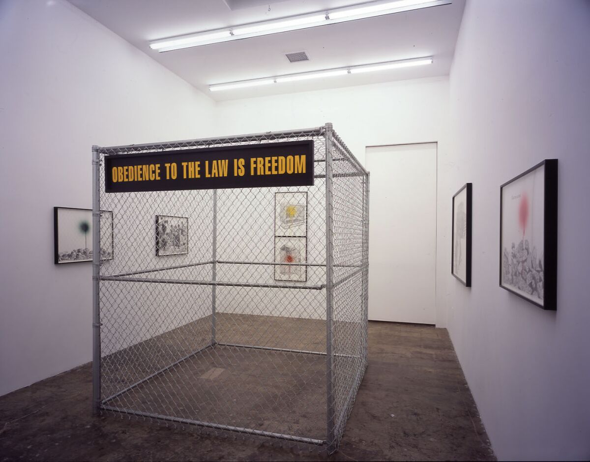 Sam Durant's exhibition, "Involved" (2004), at Blum & Poe. (Blum & Poe)