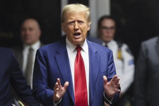 Former President Donald Trump speaks after hearing at New York Criminal Court, Monday, March 25, 2024, in New York. New York Judge Juan M. Merchan has scheduled an April 15 trial date in Trump's hush money case. (Brendan McDermid/Pool Photo via AP)