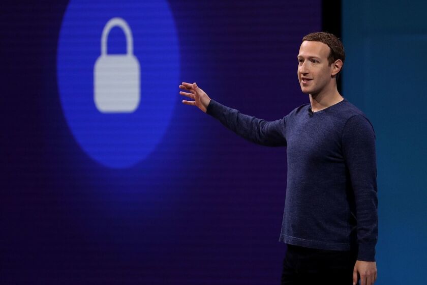 (FILES) This file photo taken on May 1, 2018 shows Facebook CEO Mark Zuckerberg speaking during the F8 Facebook Developers conference in San Jose, California. - Facebook unveiled on June 18, 2019 its global crypto-currency "Libra," in a new initiative in payments for the world's biggest social network with the potential to bring crypto-money out of the shadows and into the mainstream. (Photo by JUSTIN SULLIVAN / AFP)JUSTIN SULLIVAN/AFP/Getty Images ** OUTS - ELSENT, FPG, CM - OUTS * NM, PH, VA if sourced by CT, LA or MoD **