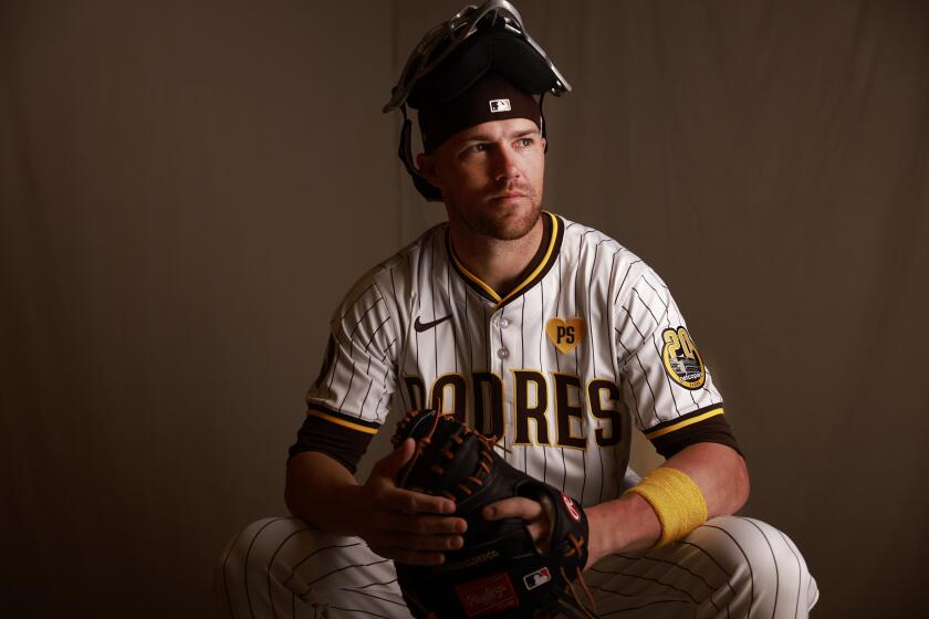 PEORIA, AZ - February 20: San Diego Padres catcher Brett Sullivan on February 20, 2024. (K.C. Alfred / The San Diego Union-Tribune)s