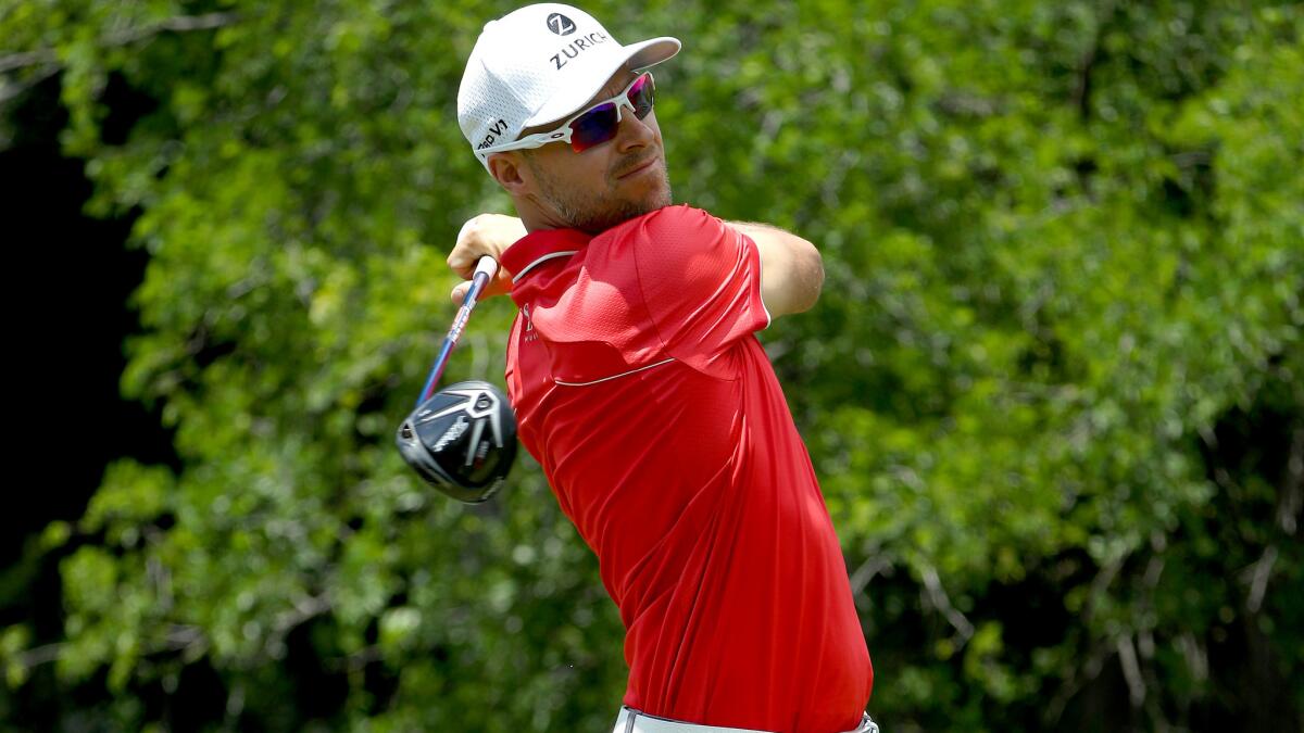 Ben Crane tees off at No. 12 during the second round of the AT&T Byron Nelson on Friday.