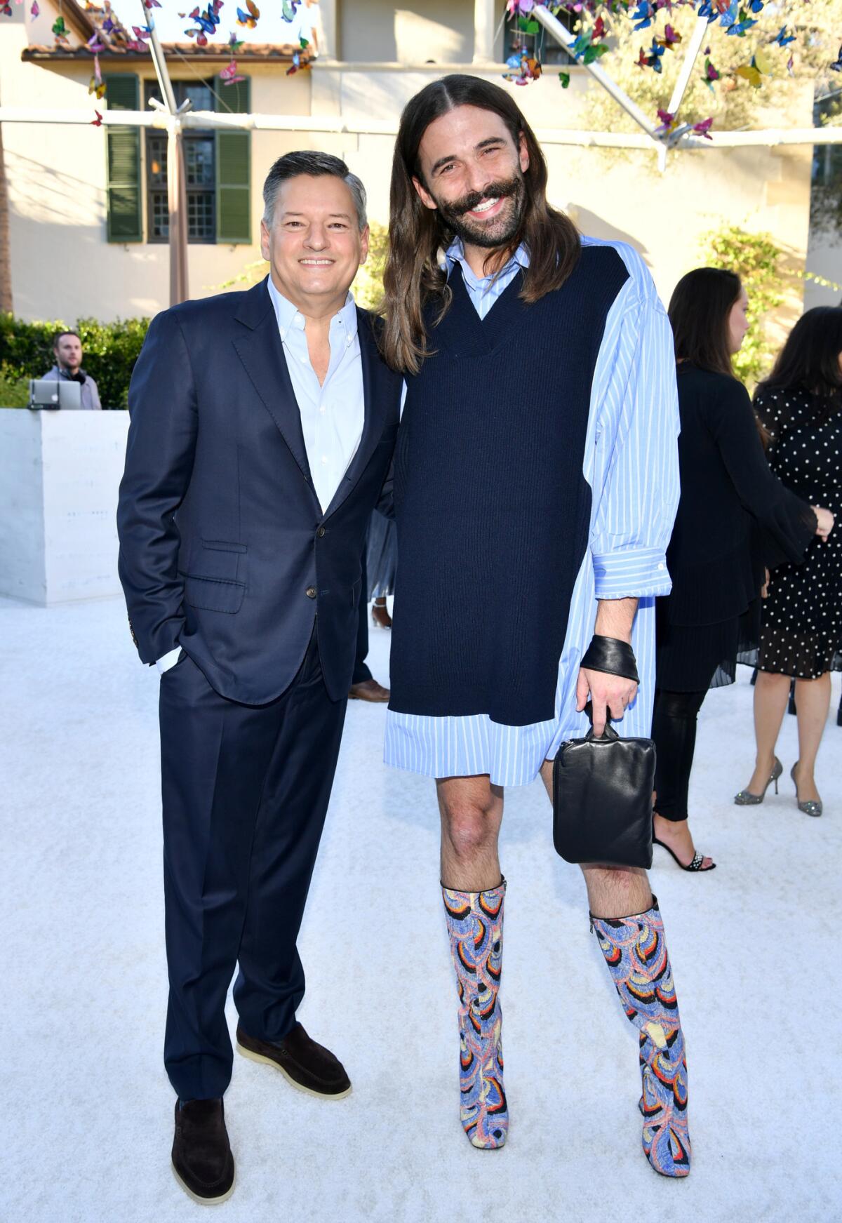 Netflix Chief Content Officer Ted Sarandos and Jonathan Van Ness attend Sarandos' 2018 Netflix Emmy nominee toast on Sept. 15 in Los Angeles.