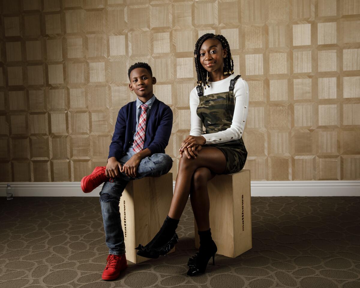 Evan Alex, left, and Shahadi Wright Joseph have dual roles to play in Jordan Peele's "Us."