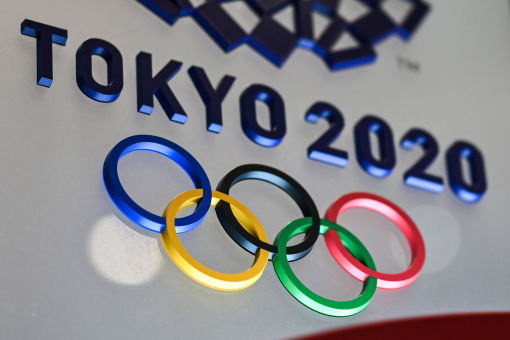 The Tokyo 2020 Olympics Games logo is seen in Tokyo on January 28, 2021.