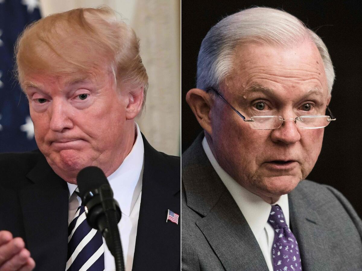 President Trump on Wednesday again urged Atty. Gen. Jeff Sessions to fire special counsel Robert S. Mueller III.