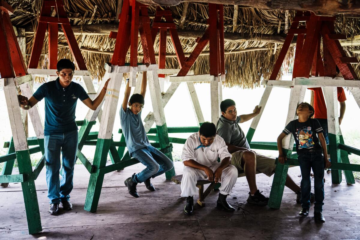 Children gather for classes teaching students how to be voladores in Papantla.