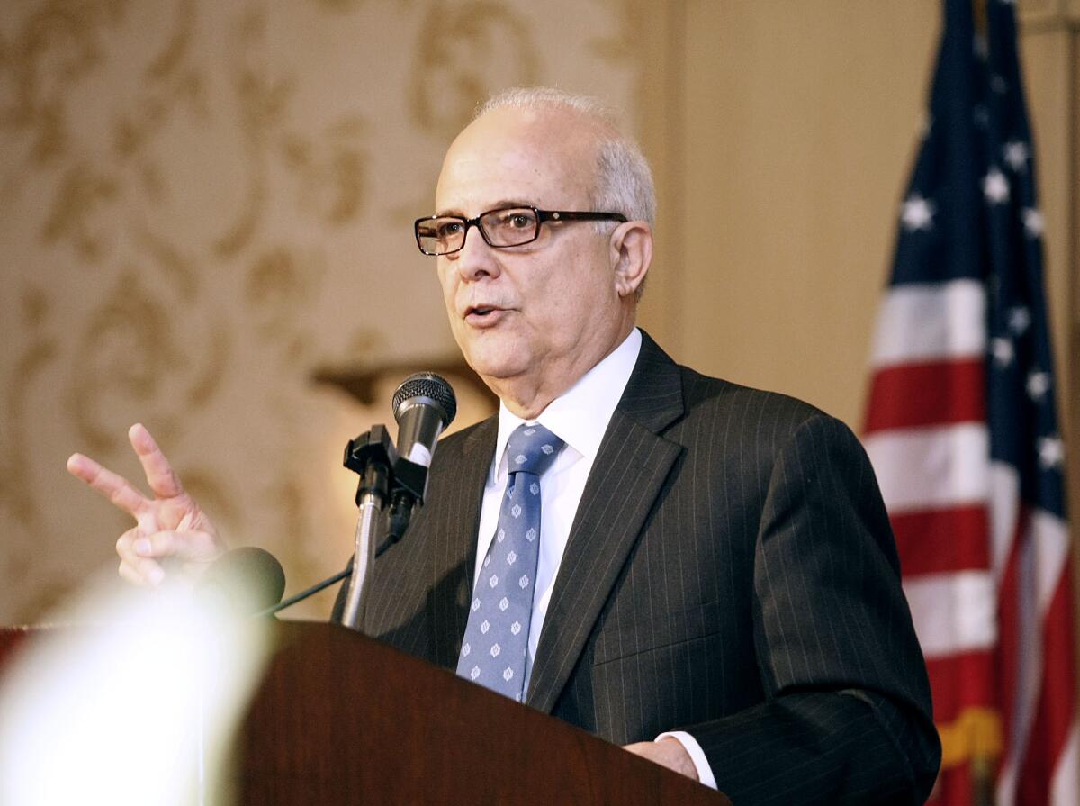 Glendale mayor Frank Quintero gives the State of the city address at the Glendale Chamber of Commerce 2013 State of the city and awards luncheon at the Glendale Hilton on Thursday, March 28, 2013.