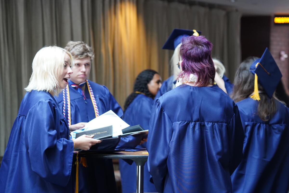 Monte Vista graduates celebrate as they receive their diplomas on Thursday.